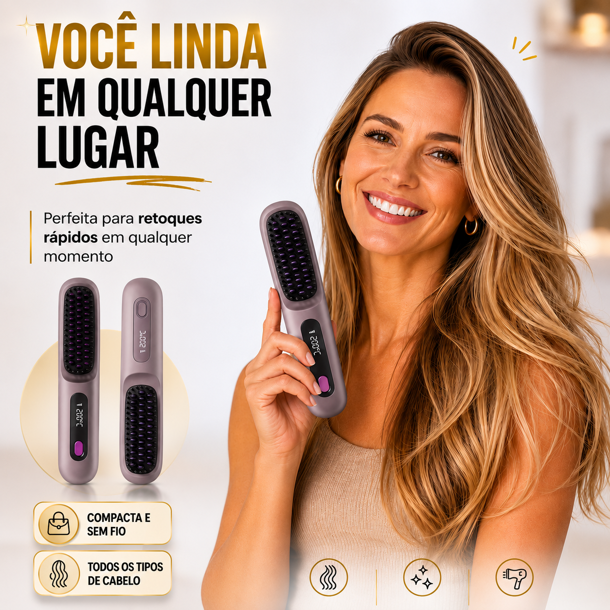 Escova Alisadora Portátil PRO